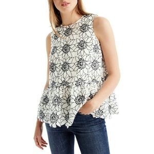 J Crew Floral Embroidered Peplum XS Dressy Top